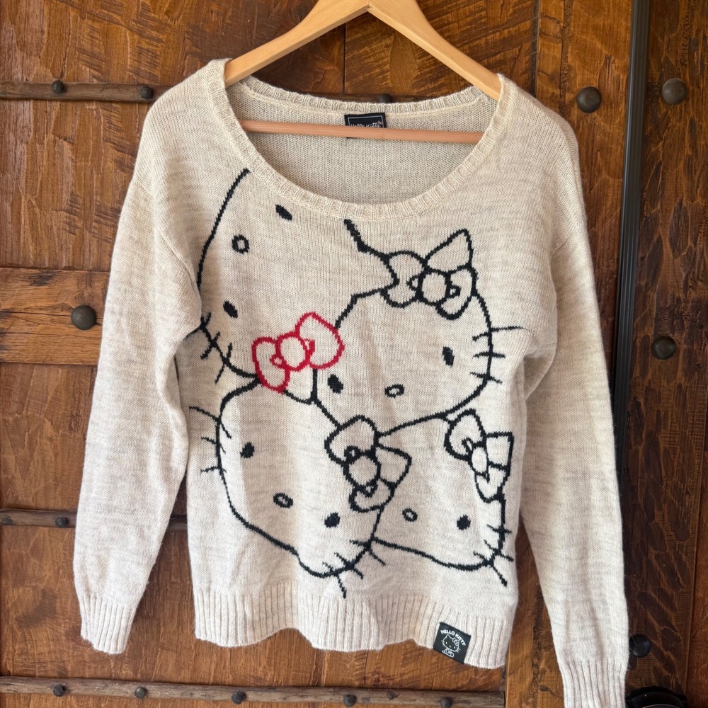 Hello Kitty E Hyphen World Gallery Sweater Womens One Size Cream Wool Alpaca Y2K